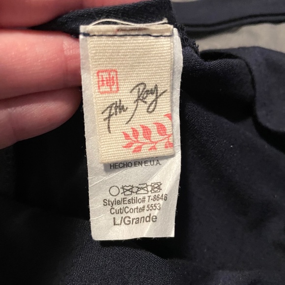 7th Ray Women’s V-Neck Navy SS top Size L - Picture 3 of 4